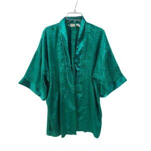Vintage Victoria's Secret Gold Label Robe Green One Size Satin